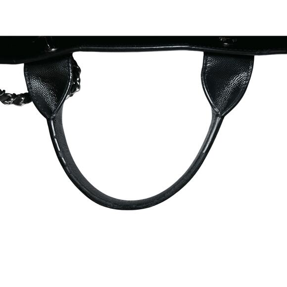 CHANEL Deauville Black Caviar Leather Studded Logo Large Shopping Tote Bag SHW - Picture 13 of 15